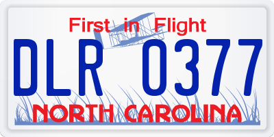 NC license plate DLR0377