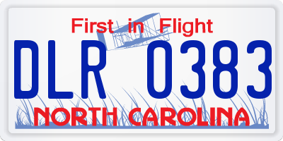 NC license plate DLR0383
