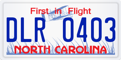 NC license plate DLR0403