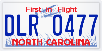 NC license plate DLR0477