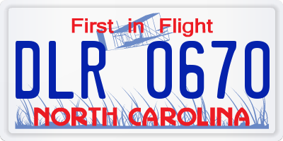 NC license plate DLR0670