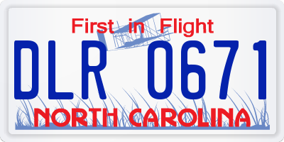 NC license plate DLR0671