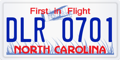NC license plate DLR0701