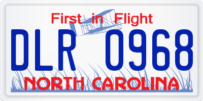 NC license plate DLR0968