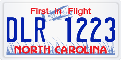 NC license plate DLR1223