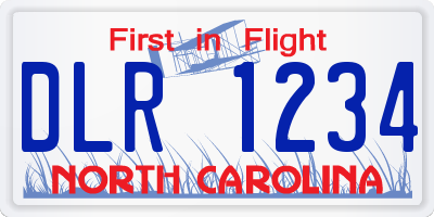 NC license plate DLR1234