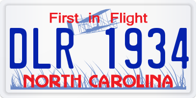 NC license plate DLR1934