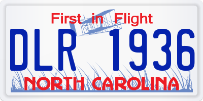 NC license plate DLR1936