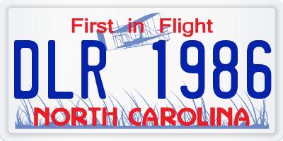 NC license plate DLR1986