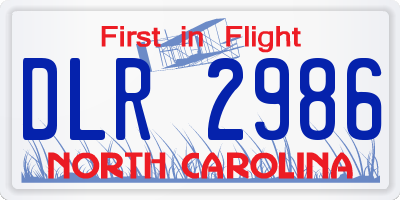 NC license plate DLR2986