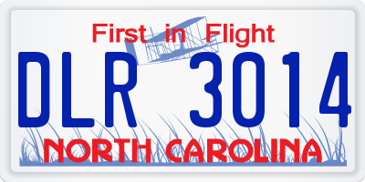 NC license plate DLR3014