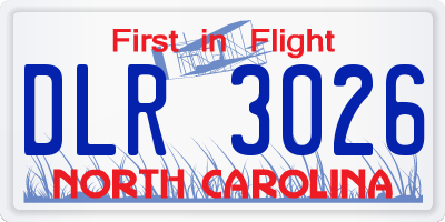 NC license plate DLR3026