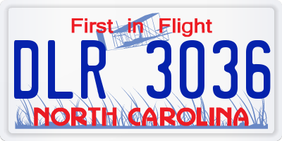 NC license plate DLR3036