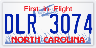 NC license plate DLR3074