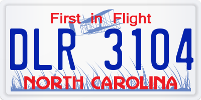 NC license plate DLR3104