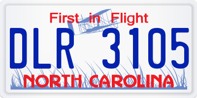 NC license plate DLR3105