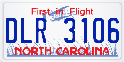 NC license plate DLR3106