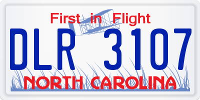 NC license plate DLR3107