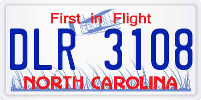 NC license plate DLR3108