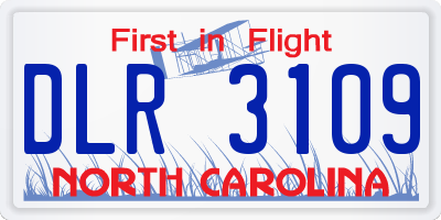 NC license plate DLR3109