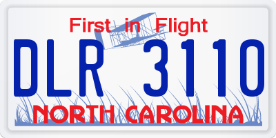 NC license plate DLR3110