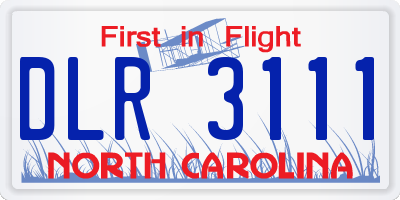 NC license plate DLR3111