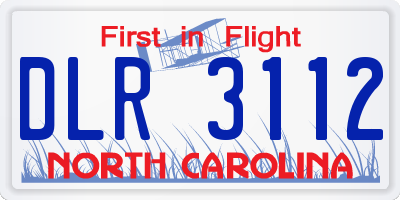 NC license plate DLR3112