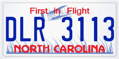 NC license plate DLR3113