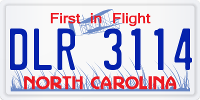 NC license plate DLR3114