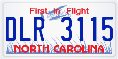 NC license plate DLR3115