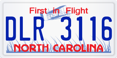NC license plate DLR3116