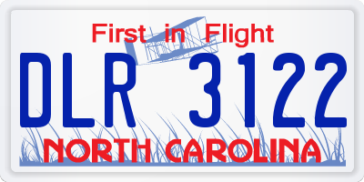 NC license plate DLR3122