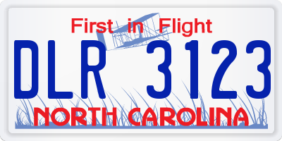 NC license plate DLR3123