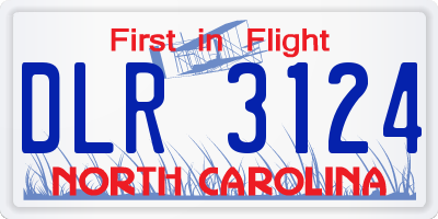 NC license plate DLR3124
