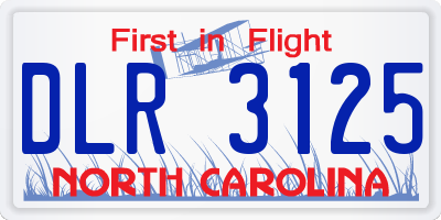 NC license plate DLR3125