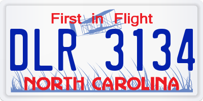 NC license plate DLR3134