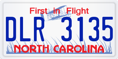 NC license plate DLR3135