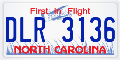 NC license plate DLR3136