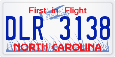 NC license plate DLR3138