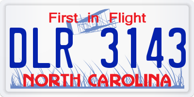 NC license plate DLR3143