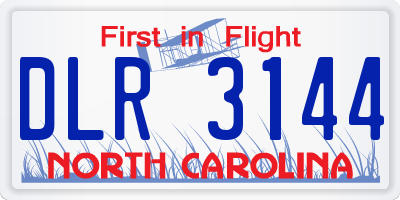 NC license plate DLR3144