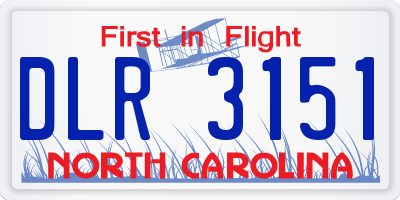 NC license plate DLR3151