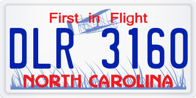 NC license plate DLR3160