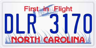 NC license plate DLR3170