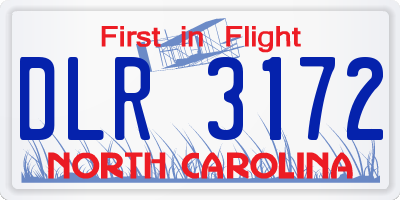 NC license plate DLR3172