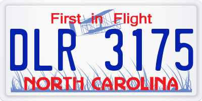 NC license plate DLR3175