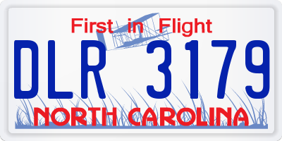 NC license plate DLR3179