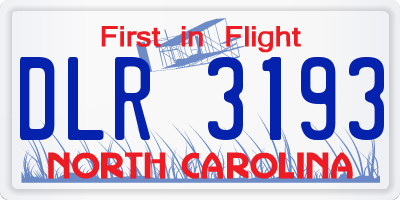 NC license plate DLR3193