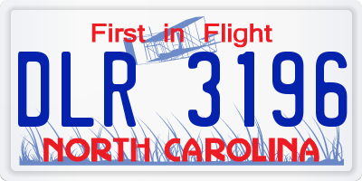 NC license plate DLR3196