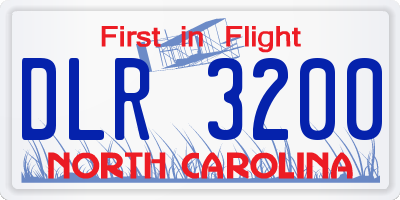 NC license plate DLR3200